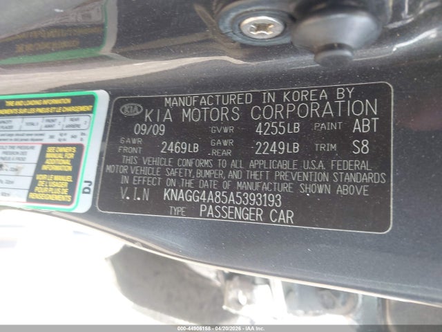 Aukcja sprzedaży 2010 Kia Optima Lx, vin: KNAGG4A85A5393193, numer aukcji: 44906158