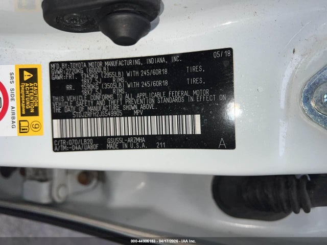 2018 TOYOTA HIGHLANDER 5TDJZRFH2JS549905 Photo 8