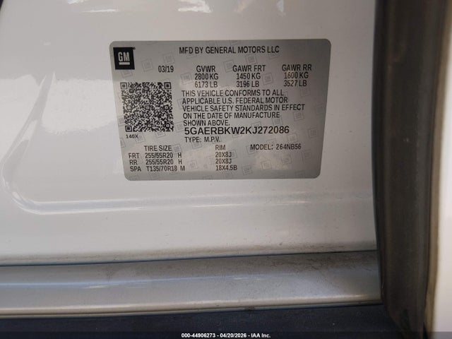 44906273 :رقم المزاد ، 5GAERBKW2KJ272086 vin ، 2019 Buick Enclave Fwd Essence مزاد بيع