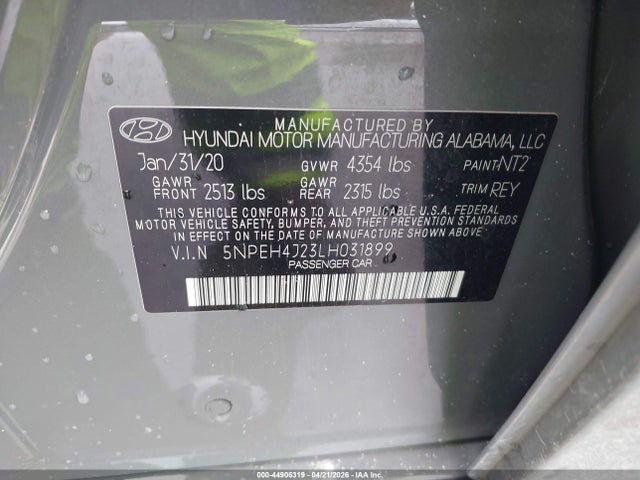 Aukcja sprzedaży 2020 Hyundai Sonata Limited, vin: 5NPEH4J23LH031899, numer aukcji: 44906319