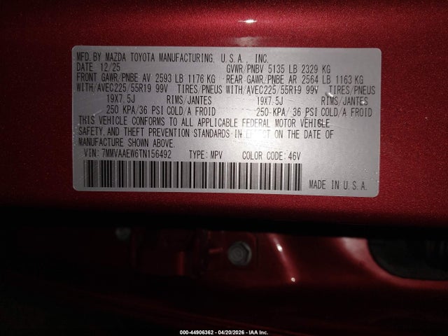 Продажа на аукционе авто 2026 Mazda Cx-50 Hybrid Premium Plus, vin: 7MMVAAEW6TN156492, номер лота: 44906362