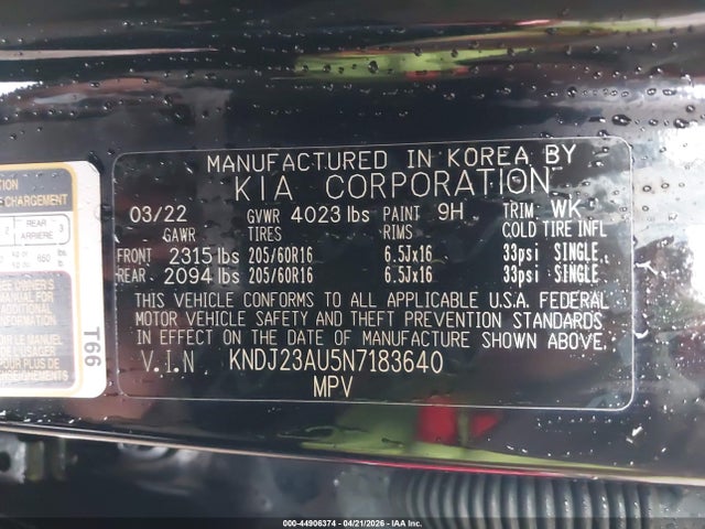 Продажа на аукционе авто 2022 Kia Soul Lx, vin: KNDJ23AU5N7183640, номер лота: 44906374