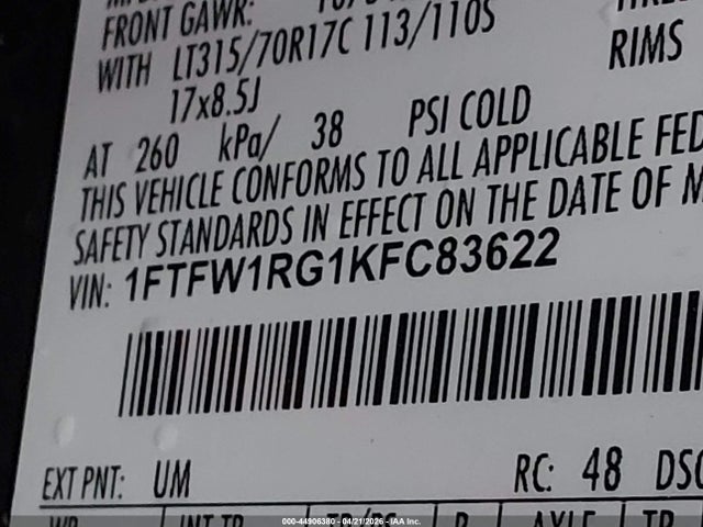Ford F-150 Raptor 2019 1FTFW1RG1KFC83622 Image 9