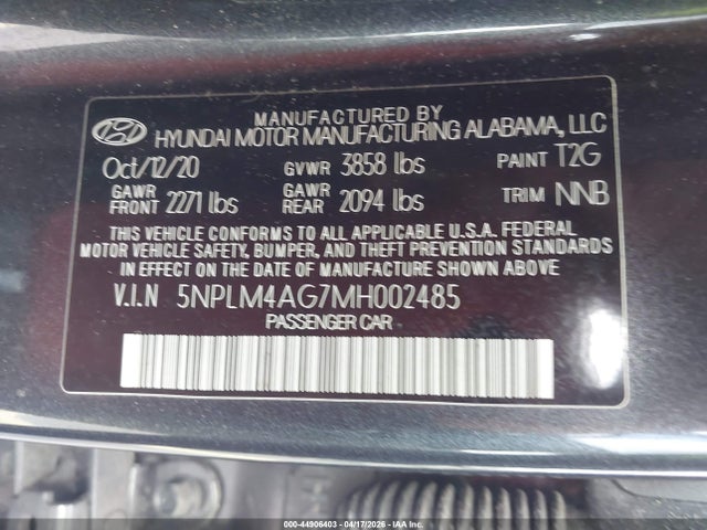 Продажа на аукционе авто 2021 Hyundai Elantra Sel, vin: 5NPLM4AG7MH002485, номер лота: 44906403