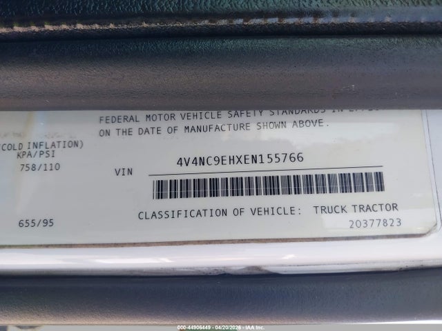 Aukcja sprzedaży 2014 Volvo Vn, vin: 4V4NC9EHXEN155766, numer aukcji: 44906449