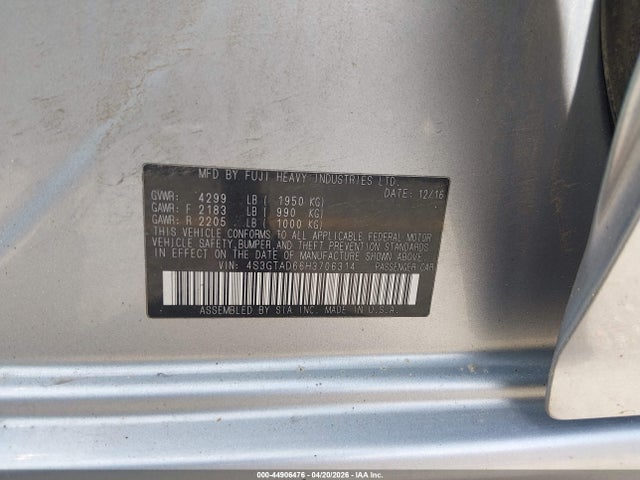 2017 Subaru Impreza 2.0i Premium მანქანა იყიდება აუქციონზე, vin: 4S3GTAD66H3706314, აუქციონის ნომერი: 44906476
