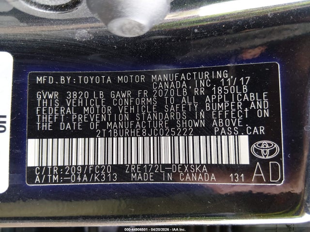 Toyota COROLLA SE 2018 2T1BURHE8JC025222 Image 9