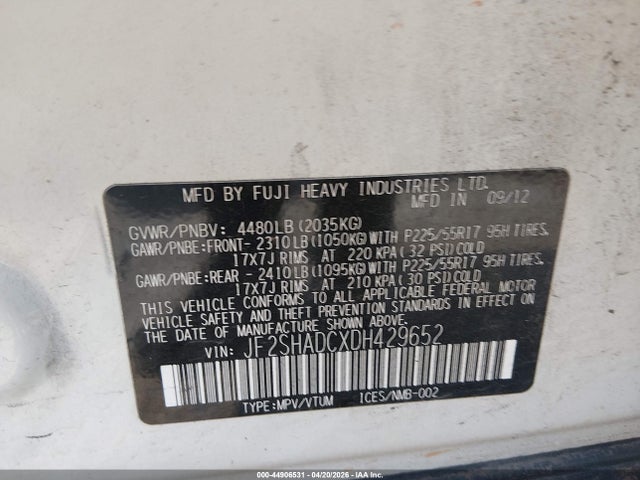 Aukcja sprzedaży 2013 Subaru Forester 2.5x Premium, vin: JF2SHADCXDH429652, numer aukcji: 44906531