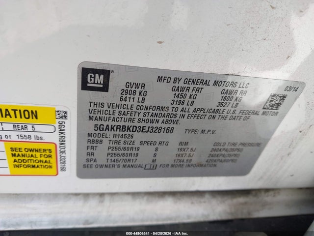 Buick Enclave Leather 2014 5GAKRBKD3EJ328168 Image 9
