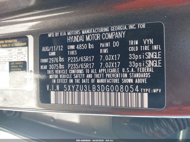 Продаж на аукціоні авто 2013 Hyundai Santa Fe Sport, vin: 5XYZU3LB3DG008054, номер лоту: 44906550