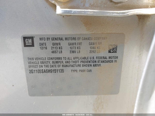 2G1105SA6H9151135 Chevrolet IMPALA 1LT