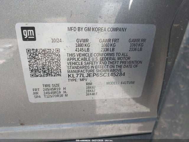 Продаж на аукціоні авто 2025 Chevrolet Trax Fwd 2rs, vin: KL77LJEP6SC145284, номер лоту: 44906624