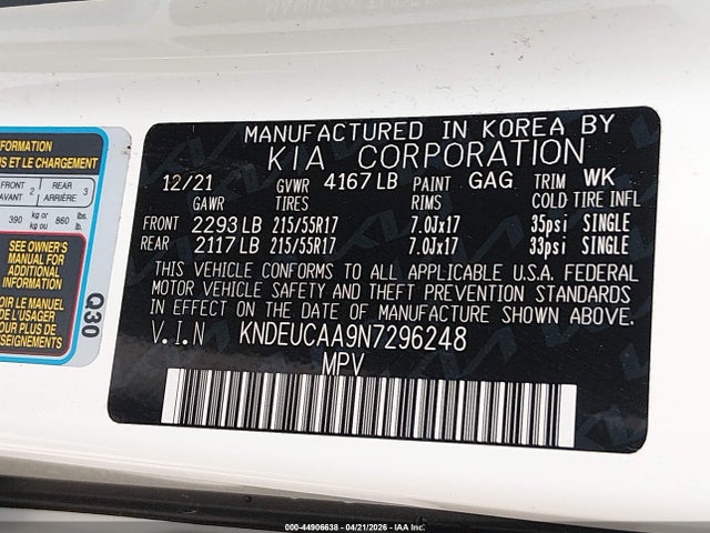 44906638 :رقم المزاد ، KNDEUCAA9N7296248 vin ، 2022 Kia Seltos S مزاد بيع
