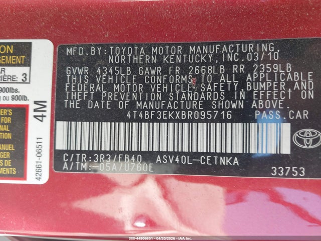 2011 TOYOTA CAMRY 4T4BF3EKXBR095716 Photo 8