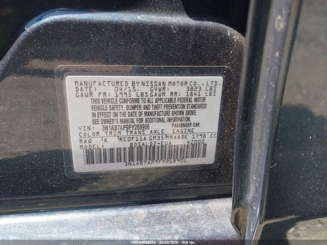 3N1AB7AP9FY268906 Nissan Sentra Fe+ S/s/sl/sr/sv