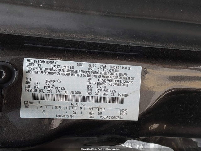 Aukcja sprzedaży 2015 Ford C-max Hybrid Sel, vin: 1FADP5BU3FL120205, numer aukcji: 44906693