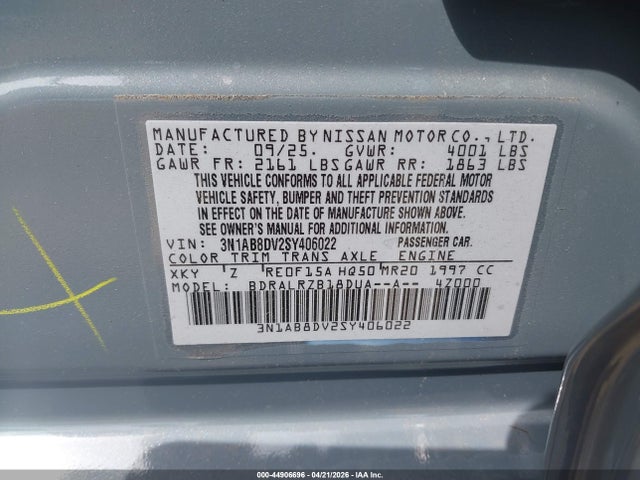 Aukcja sprzedaży 2025 Nissan Sentra Sr, vin: 3N1AB8DV2SY406022, numer aukcji: 44906696