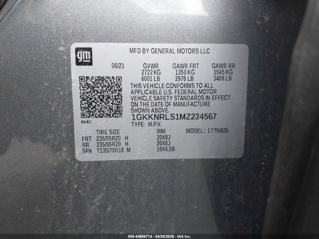 Продаж на аукціоні авто 2021 Gmc Acadia Sle, vin: 1GKKNRLS1MZ234567, номер лоту: 44906714