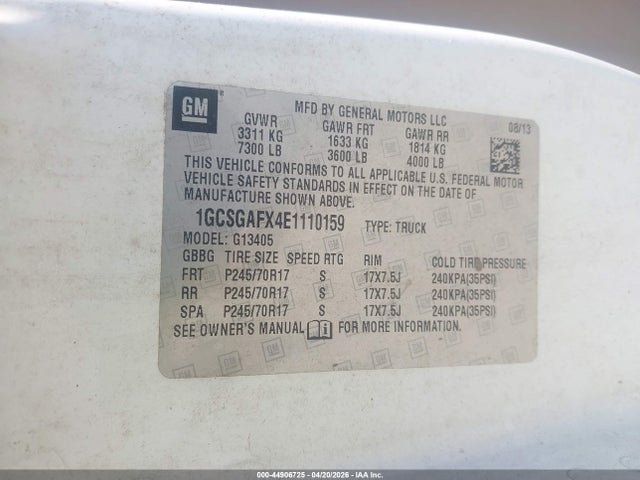 1GCSGAFX4E1110159 Chevrolet Express 1500 Work Van