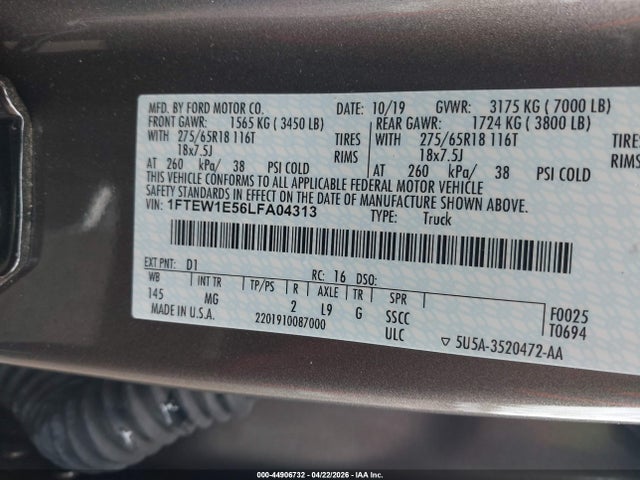 1FTEW1E56LFA04313 Ford F-150 Xlt
