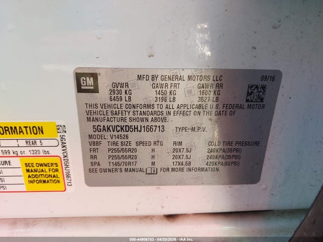 5GAKVCKD5HJ166713 Buick Enclave Premium