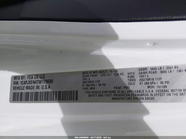 Продажа на аукционе авто 2026 Jeep Wrangler Sahara 4x4, vin: 1C4PJXEN4TW179699, номер лота: 44906868