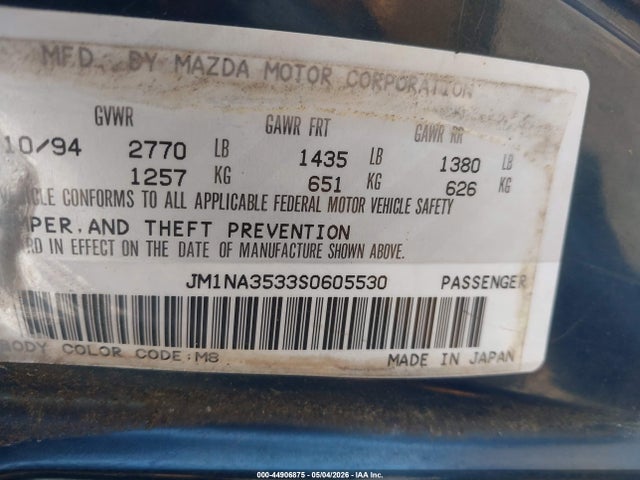 Продаж на аукціоні авто 1995 Mazda Mx-5 Miata, vin: JM1NA3533S0605530, номер лоту: 44906875