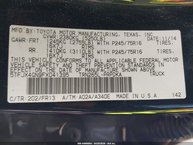 Toyota Tacoma Prerunner 2015 5TFJX4GN9FX041395 Image 9
