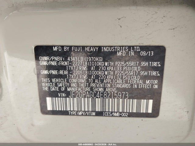 2014 Subaru Xv Crosstrek 2.0i Limited მანქანა იყიდება აუქციონზე, vin: JF2GPAGC4E8215973, აუქციონის ნომერი: 44906963