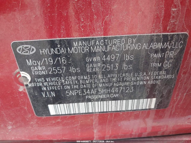 Hyundai Sonata Sport 2017 5NPE34AF5HH447123 Image 9