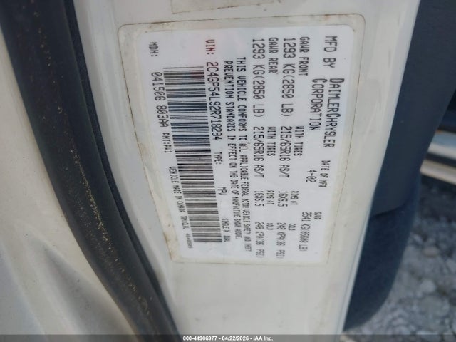 2002 Chrysler Town & Country Lxi მანქანა იყიდება აუქციონზე, vin: 2C4GP54L92R718294, აუქციონის ნომერი: 44906977