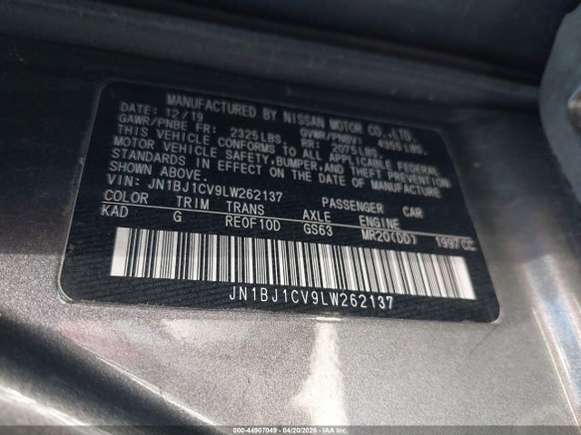 Продаж на аукціоні авто 2020 Nissan Rogue Sport S Fwd Xtronic Cvt, vin: JN1BJ1CV9LW262137, номер лоту: 44907049