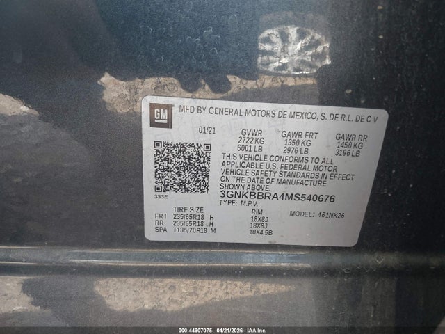 Продаж на аукціоні авто 2021 Chevrolet Blazer Fwd 1lt, vin: 3GNKBBRA4MS540676, номер лоту: 44907075
