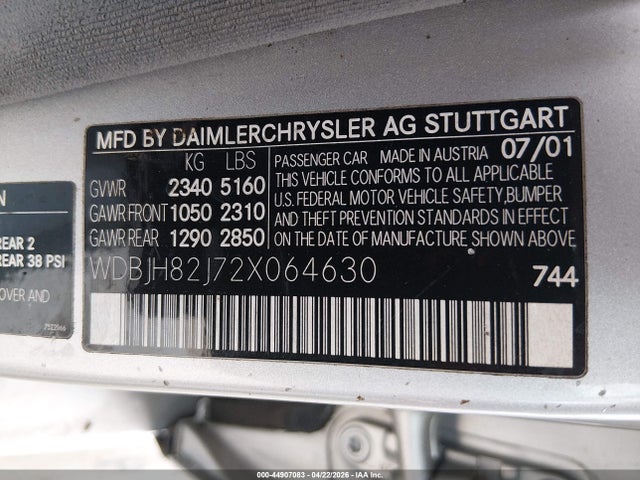 Продаж на аукціоні авто 2002 Mercedes-benz E 320 4m, vin: WDBJH82j72X064630, номер лоту: 44907083