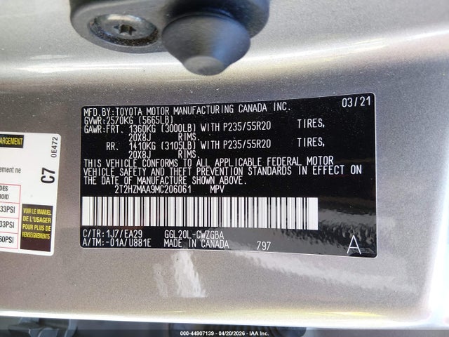 Aukcja sprzedaży 2021 Lexus Rx 350, vin: 2T2HZMAA9MC206061, numer aukcji: 44907139