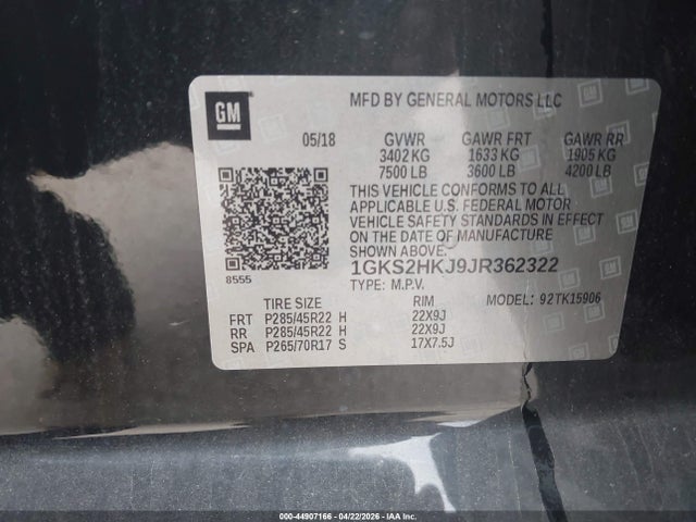 1GKS2HKJ9JR362322 GMC YUKON XL DENALI
