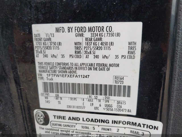 44907178 :رقم المزاد ، 1FTFW1EFXEFA11247 vin ، 2014 Ford F-150 Stx مزاد بيع