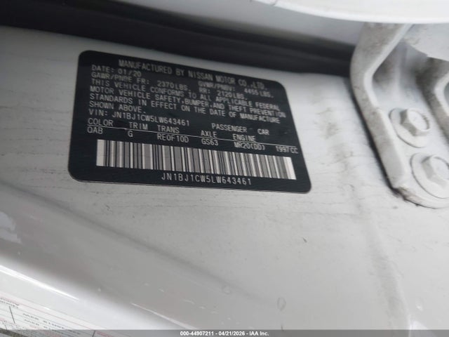 2020 Nissan Rogue Sport Sl Awd Xtronic Cvt მანქანა იყიდება აუქციონზე, vin: JN1BJ1CW5LW643461, აუქციონის ნომერი: 44907211