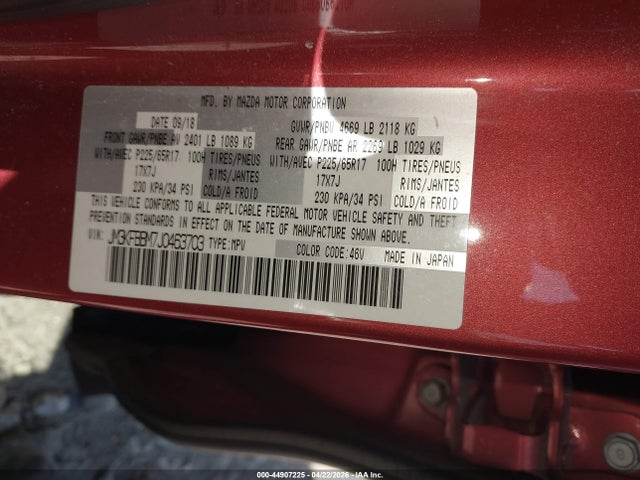 Aukcja sprzedaży 2018 Mazda Cx-5 Sport, vin: JM3KFBBM7J0463703, numer aukcji: 44907225