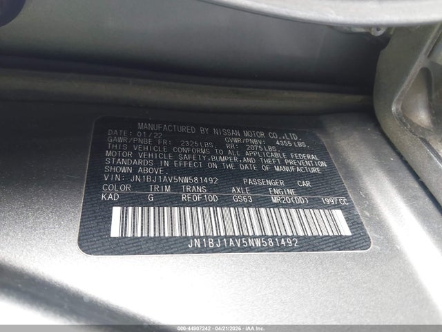 Продажа на аукционе авто 2022 Nissan Rogue Sport S Fwd Xtronic Cvt, vin: JN1BJ1AV5NW581492, номер лота: 44907242