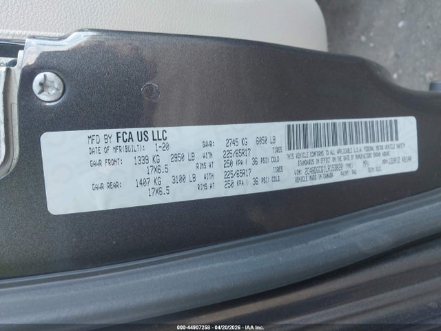 2020 Dodge Grand Caravan Sxt მანქანა იყიდება აუქციონზე, vin: 2C4RDGCG1LR153820, აუქციონის ნომერი: 44907258