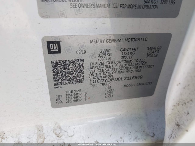 1GCRYDED0LZ116849 Chevrolet Silverado 1500 4wd Standard Bed Lt