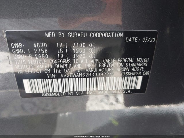 Aukcja sprzedaży 2024 Subaru Legacy Limited, vin: 4S3BWAN62R3009224, numer aukcji: 44907303
