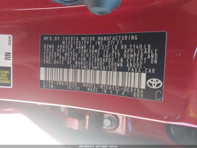 Toyota Corolla Xse 2021 5YFT4MCE9MP097758 Image 25