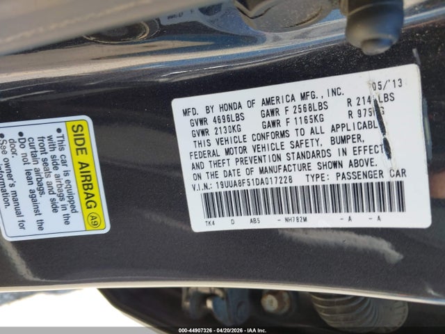 Aukcja sprzedaży 2013 Acura Tl 3.5, vin: 19UUA8F51DA017228, numer aukcji: 44907326