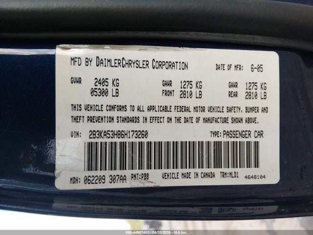 Aukcja sprzedaży 2006 Dodge Charger Rt, vin: 2B3KA53H86H173260, numer aukcji: 44907403