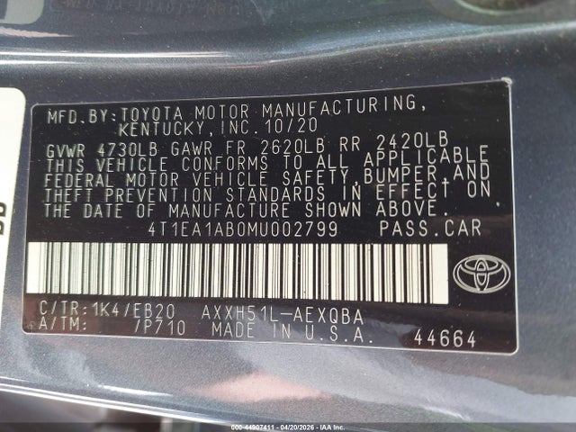 Продаж на аукціоні авто 2021 Toyota Avalon Xse, vin: 4T1EA1AB0MU002799, номер лоту: 44907411