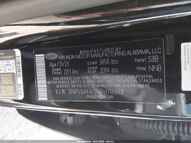 2023 Hyundai Elantra Sel მანქანა იყიდება აუქციონზე, vin: 5NPLM4AG6PH116398, აუქციონის ნომერი: 44907444
