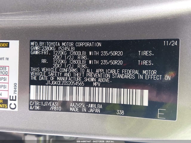 44907447 :رقم المزاد ، JTJGKCEZ0S2054565 vin ، 2025 Lexus Nx 350h Premium مزاد بيع
