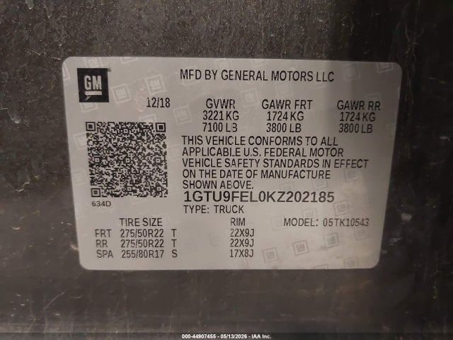1GTU9FEL0KZ202185 GMC Sierra 1500 Denali